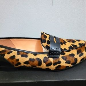 J. Crew Women's Penny Loafers, Leopard Haircalf, Size 10.5